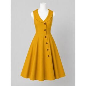 Collectif ModCloth Mustard Retro Swing Dress - Size 3XS - NWT